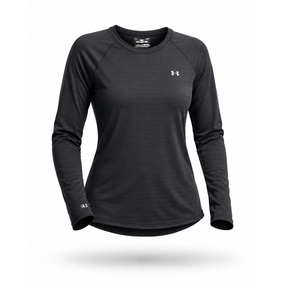 Under Armour ColdGear Base 4.0 Women Crew Neck Thermal Top Black Large L Fitted